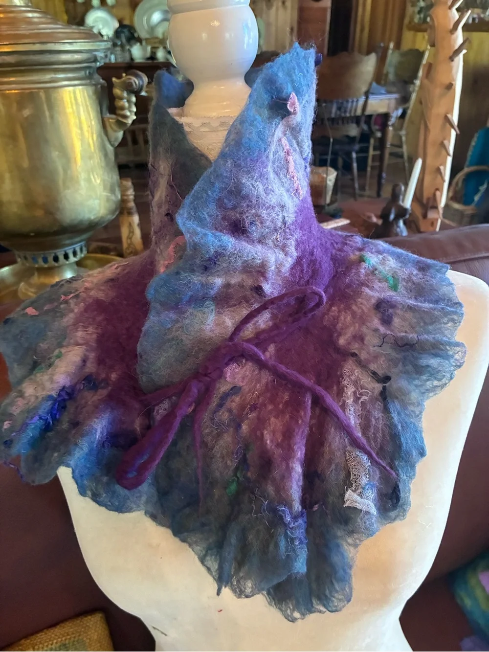 Handcrafted Purple & Blue Felted Neck Warmer by